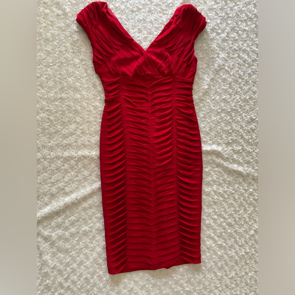 Adrianna Papell Red Ruffle Tiered Dress